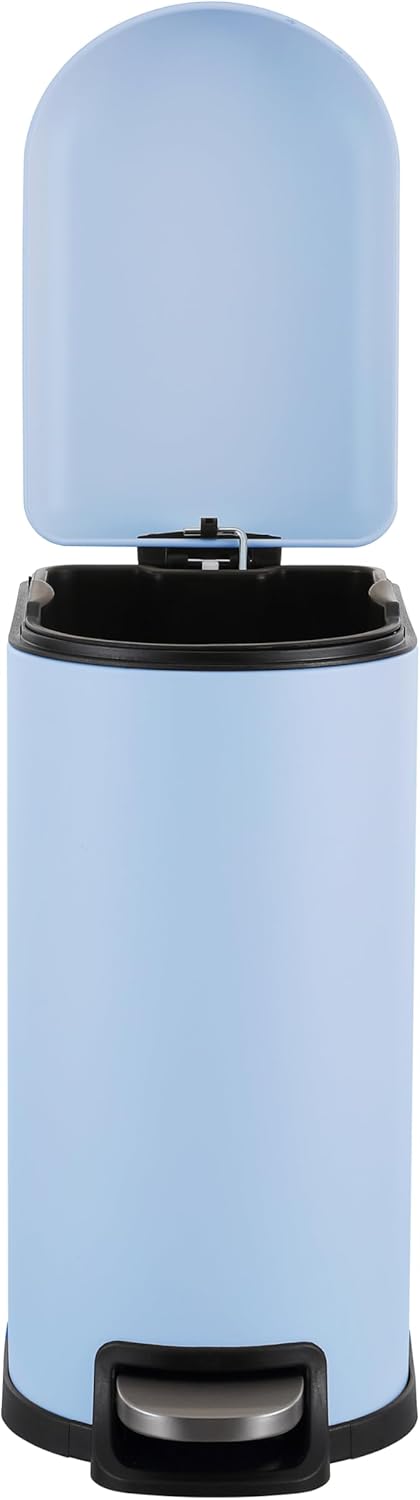 happimess HPM1009H Roland Mini 2.6-Gallon Step-Open Trash Can, Tide Pool Blue,with Soft-Close Lid, Fingerprint Resistant, Modern, Minimalistic for Home, Kitchen, Office, Bedroom, Bathroom