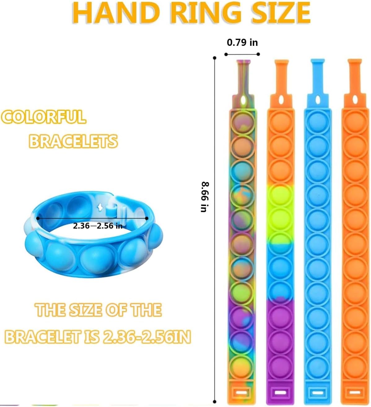 15 Pcs Pop Bubble Bracelet Fidget Toys, Pop Wristband Fidget Bulk Toy for Party Favors Halloween Christmas Valentine Gifts Student Gifts Easter Egg Basket Stuffer Classroom Prizes Goodie Bag for Kids