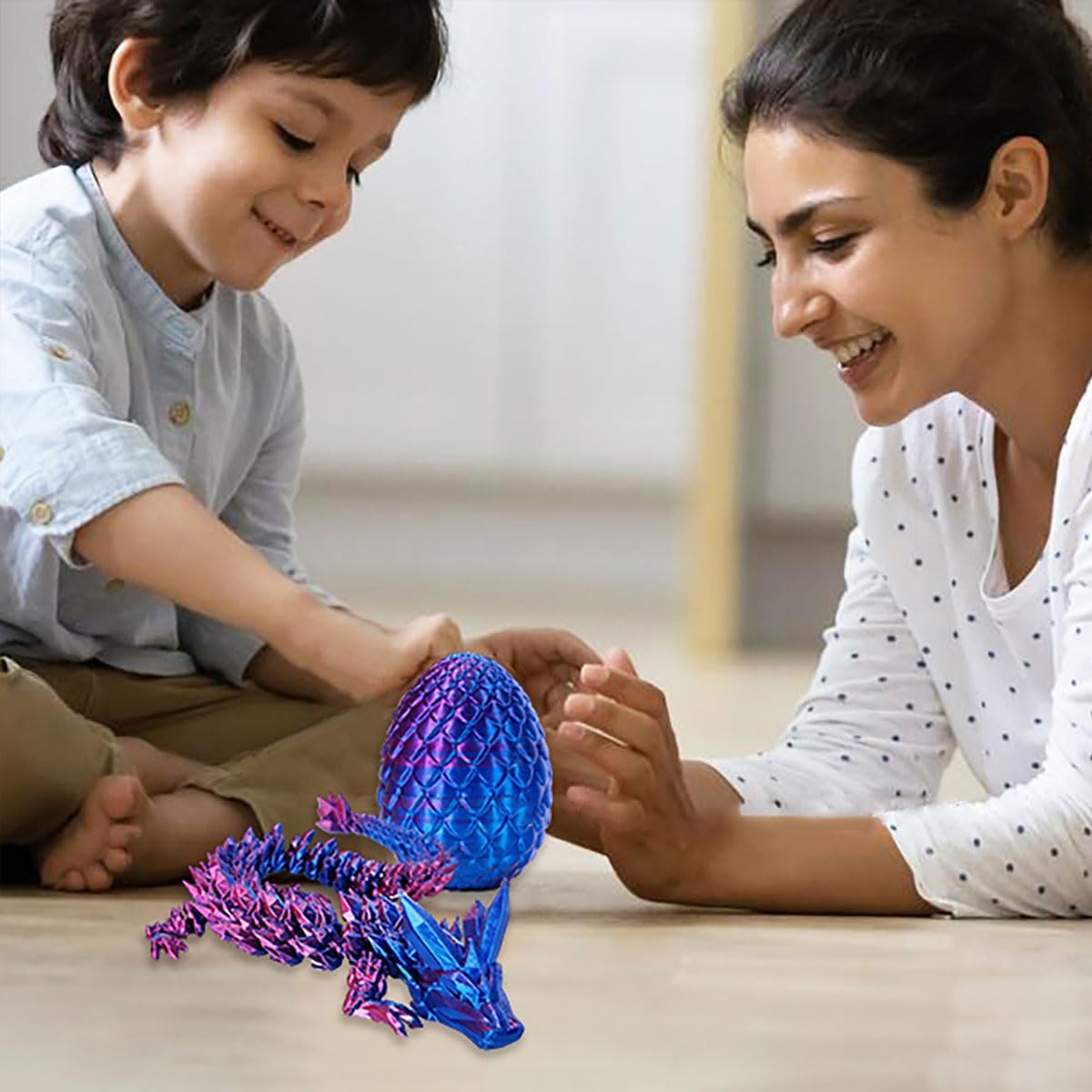 3D Printed Dragon Egg,Crystal Dragon Egg Fidget Toys,Flexible Joints Full Articulated Dragon with Egg,Executive Desk Toys for ADHD, Autism, Relief Anxiety