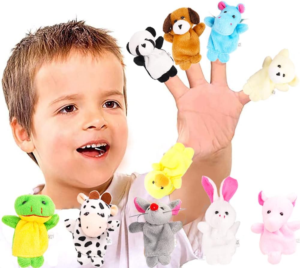 10Pcs Finger Puppets Set - Soft Plush Animals Finger Puppet Toys for Kids, Mini Plush Figures Toy Assortment for Boys & Girls, Party Favors for Shows, Playtime, Schools
