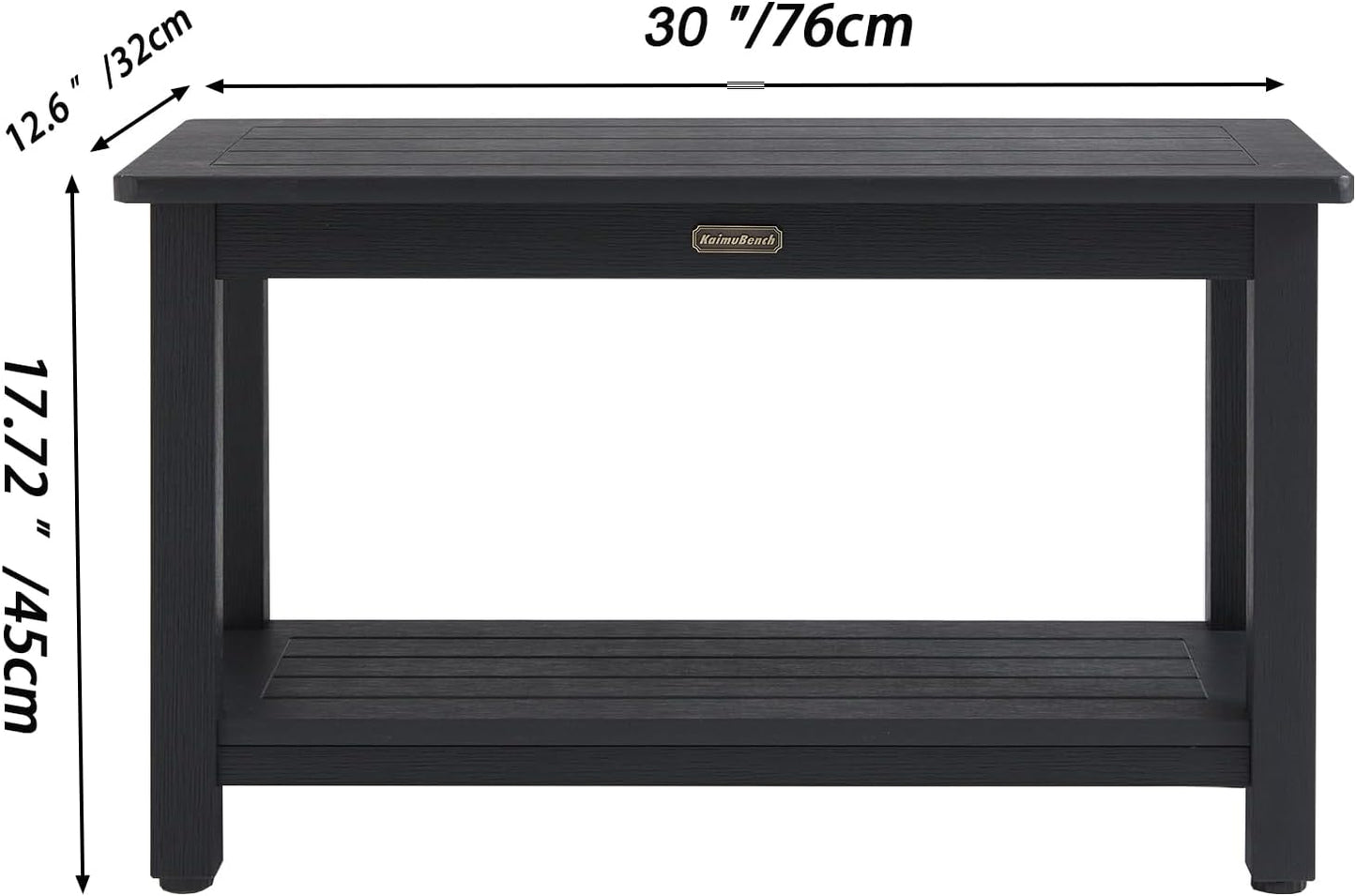 30'' Waterproof Shower Stool, Poly Lumber Shower Bench Seat for Shaving Legs, HDPS Plastic Bath Chair Seat, Non-Slip & No Maintenance, Black, Weight Capacity 700LBS (30 x 13 Inches)