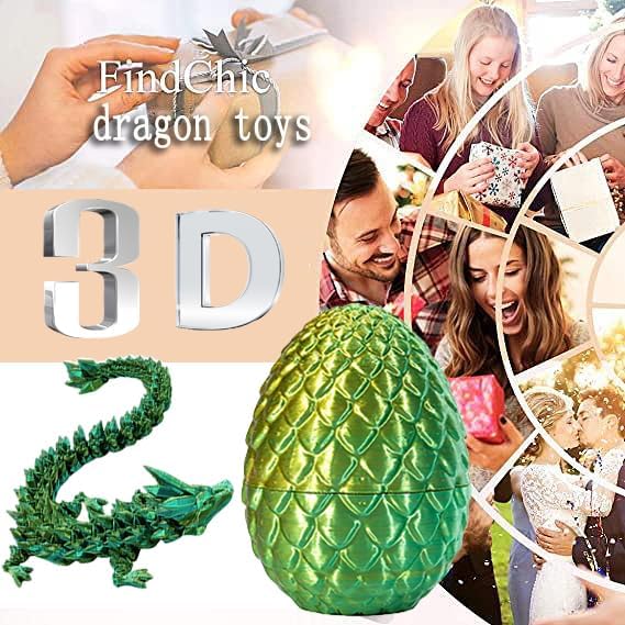 3D Printed Dragon Egg,Dragon Eggs with Dragon Inside,Crystal Dragon Fidget Toys,Full Articulated Dragon Dragon in Egg,Adults Fidget Toys for Autism ADHD (4PCS 3)