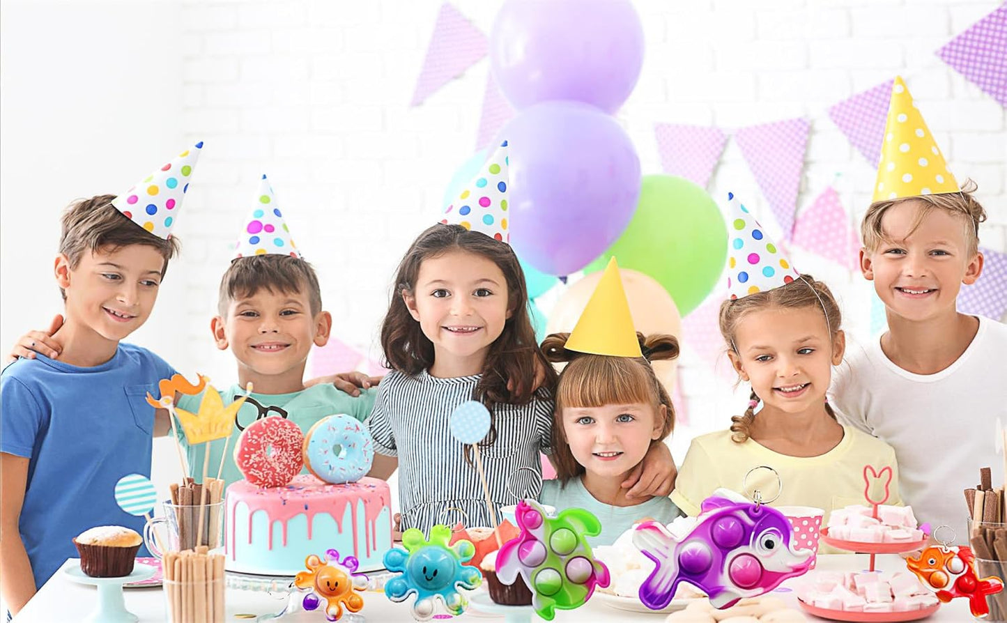 12 Packs Bulk Backpack Mini pop Keychain, for Boys and Girls Kids Birthday Party Favors Supplies Summer Students Gifts Prize