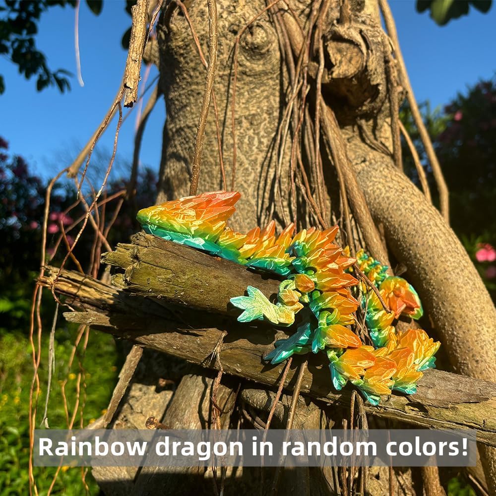 3D Printed Dragon 24inch Gemstone Dragon Dinosaur Christmas Fidget Toy Gifts for Adults Easter Basket Stuffers(24" gem dragon)