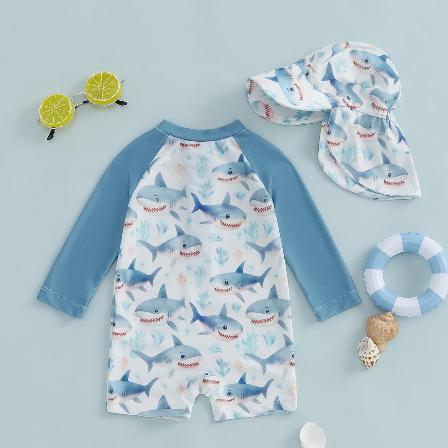 Hnyenmcko Baby/Toddler Boy Rash Guard Swimsuit Long Sleeve One Piece Zipper Swimwear Sunsuit Infant Bathing Suit Beachwear