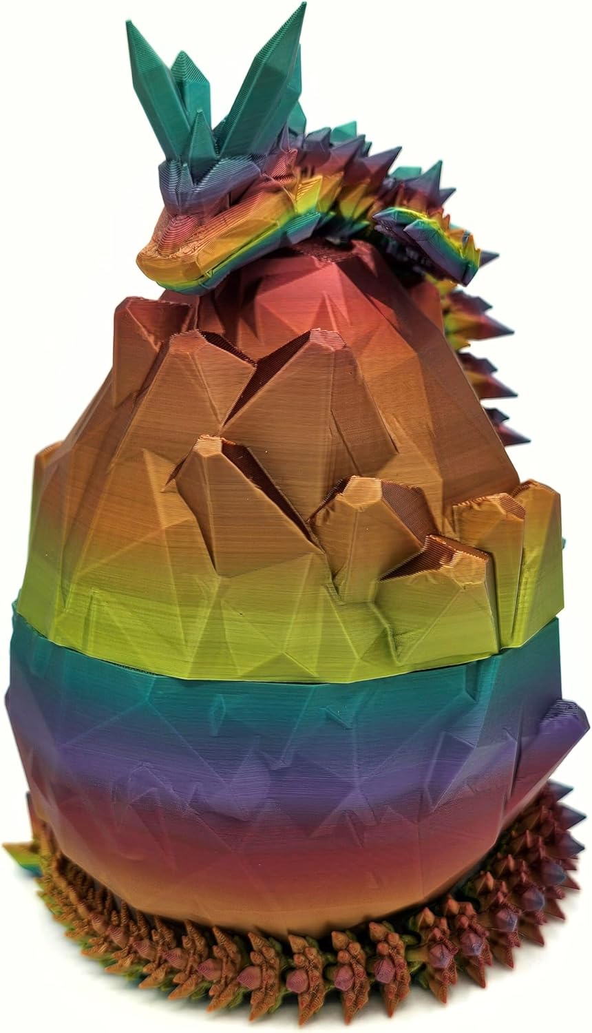 3D Printed 14'' Articulated Crystal Dragon with Egg, Toy Home Office Decor, Executive Desk Toy, Adult Fidget Toy, Toddler Play Game (Rainbow, Medium 14'' w/ Egg)