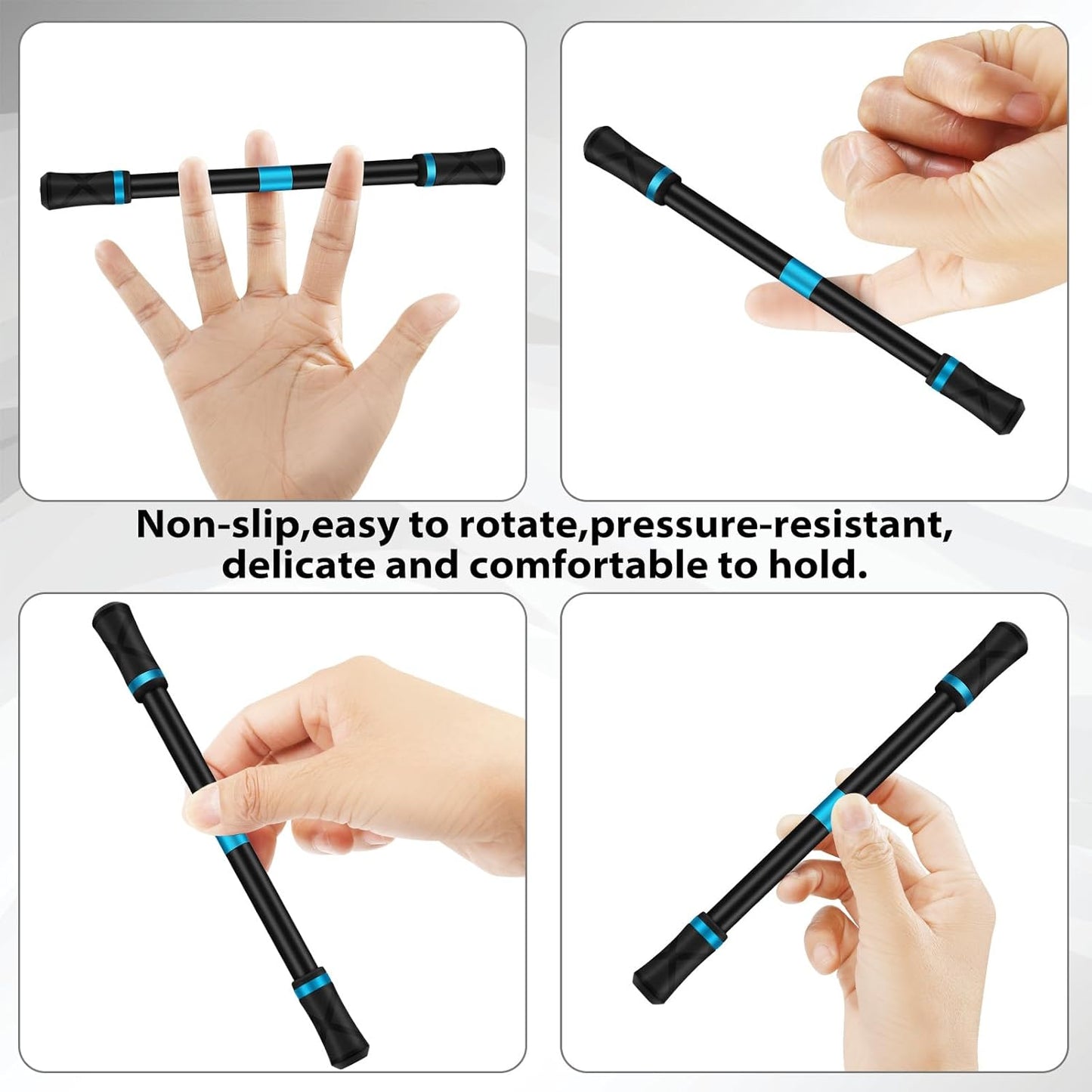 2 Pieces Pen Spinning Spinner Pen Gaming Pen Spinning Mod Gaming Spinning Pens Flying Spinning Pen Finger Rotating Pen for Kids Adults Office Supplies with Instruction Manual (Blue)