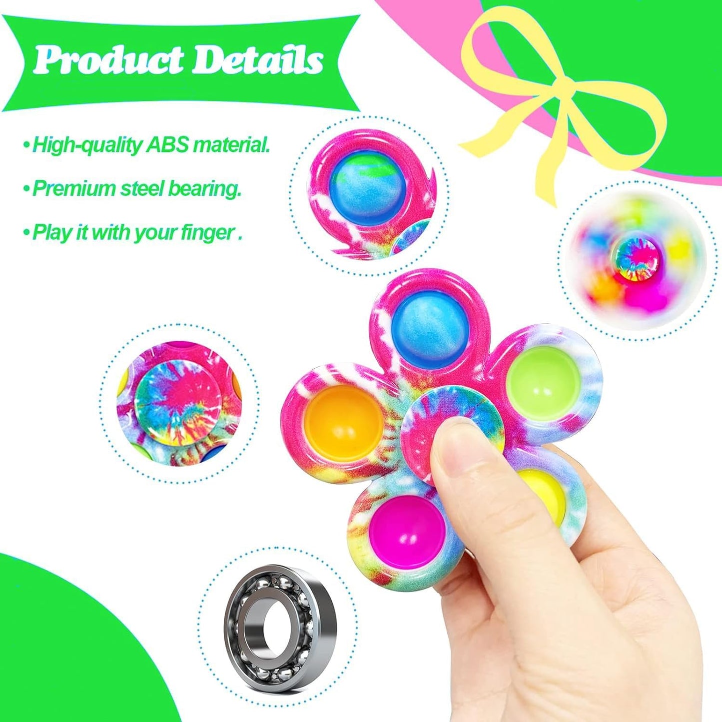 30Pcs Fidget Spinner Pop Fidget Toys Bulk for Adults, Fidget Toys for Kids 8-12 3-5, ADHD Autism Fidgets for Teens Toddler, Sensory Fidget Toys Pack for Party Favors Goodie Bag Stuffers