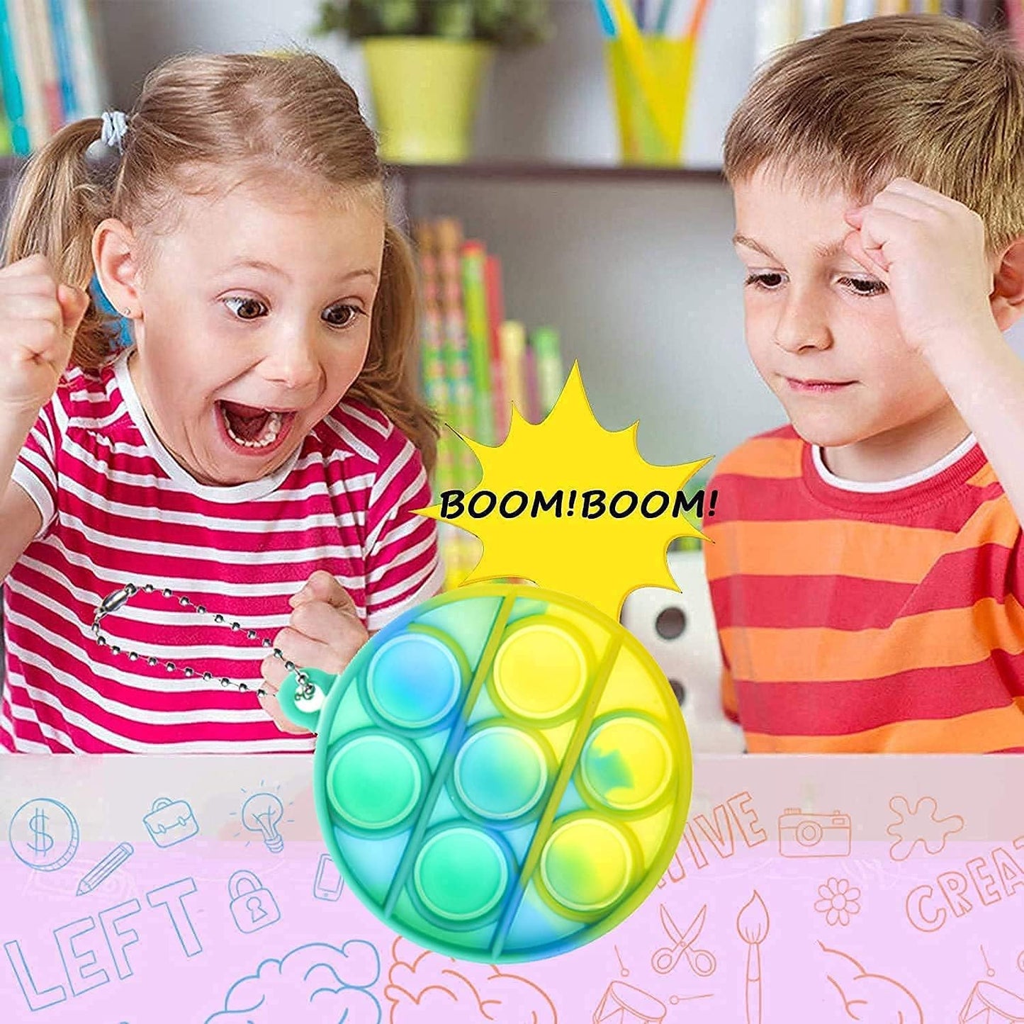 12 pcs Random Color Mini Squeeze Pop Bubble Fidget Sensory Toys, Mini Keychain Wrap Small Relieve Anxiety Stress Toy, Pop Bulk Silicone Classroom Prize for Kids Adult Party Gift