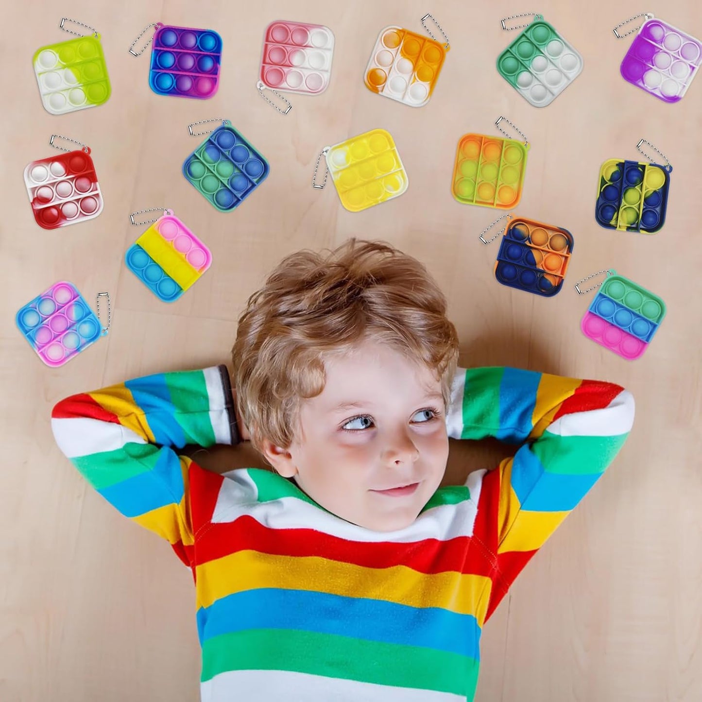 30 Pcs Mini Pop Bubble Fidget Toys for Party Favors, Small Silicone Pop Keychain Bulk for Goodie Bag, Classroom Prizes Stuffers Christmas Valentine Gifts for Kid Students