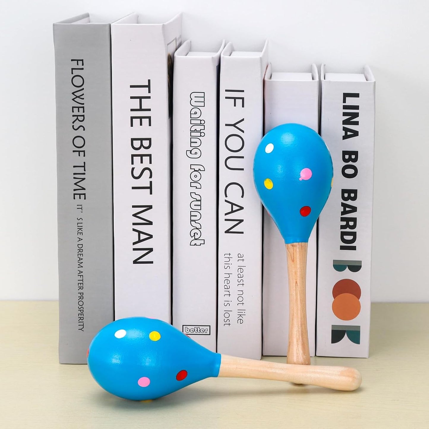 2 Pcs Maracas, Hand Percussion Rattles for Kids, Wooden Rumba Shaker Hand Musical Instruments with Clear Rhythm for Kids Adults Playing (Blue)