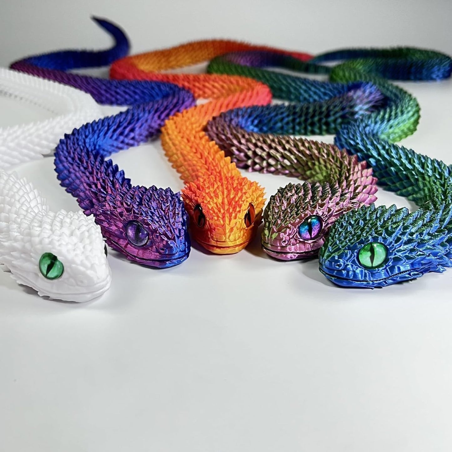 3D Printed Animals-Snake Viper, 24 in Surprise Mystery Snake Fidget Toy Creative Toy 3D Printed Articulated Snake Collectibles Home Office Executive Desk Decor (Black Red)