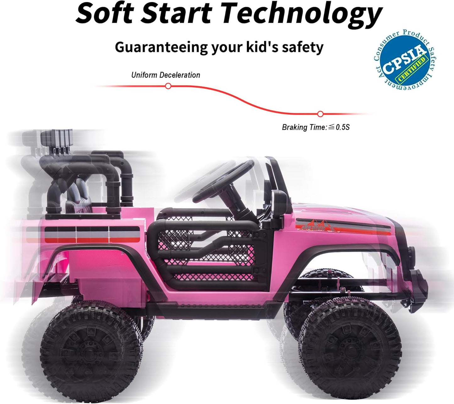 12V Kids Ride on Car Truck, Kids Electric Vehicles Car Ride on Toy for Toddlers with Remote Control - Light Pink