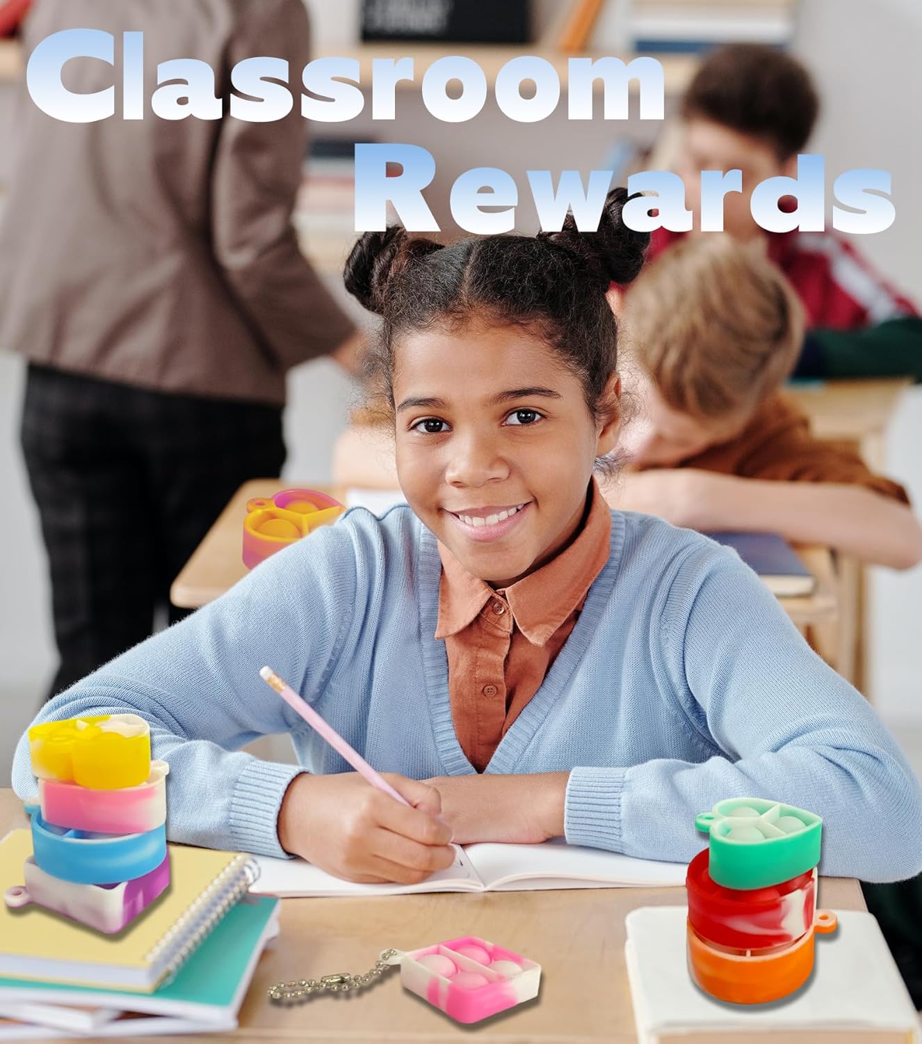 100Pcs Random Pop Fidget Toys Its Party Favors,Mini Pop Keychain It Fidget Toy Bulk Stress Toys Classroom Prizes Pop Fidget Keychain Stocking Stuffers Birthday Carnival Treasure Reliever Anti-Anxiety