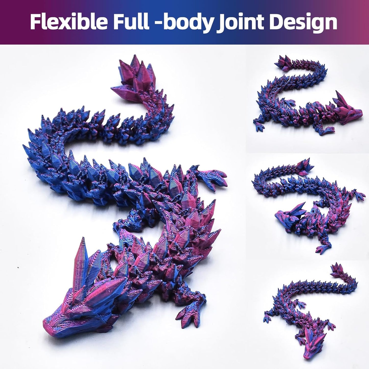 3 PCS Mini 3D Printed Dragon in Egg,Full Articulated Crystal Dragon,Flexible Joints Home Decor Executive Desk Toys, Creative Gifts