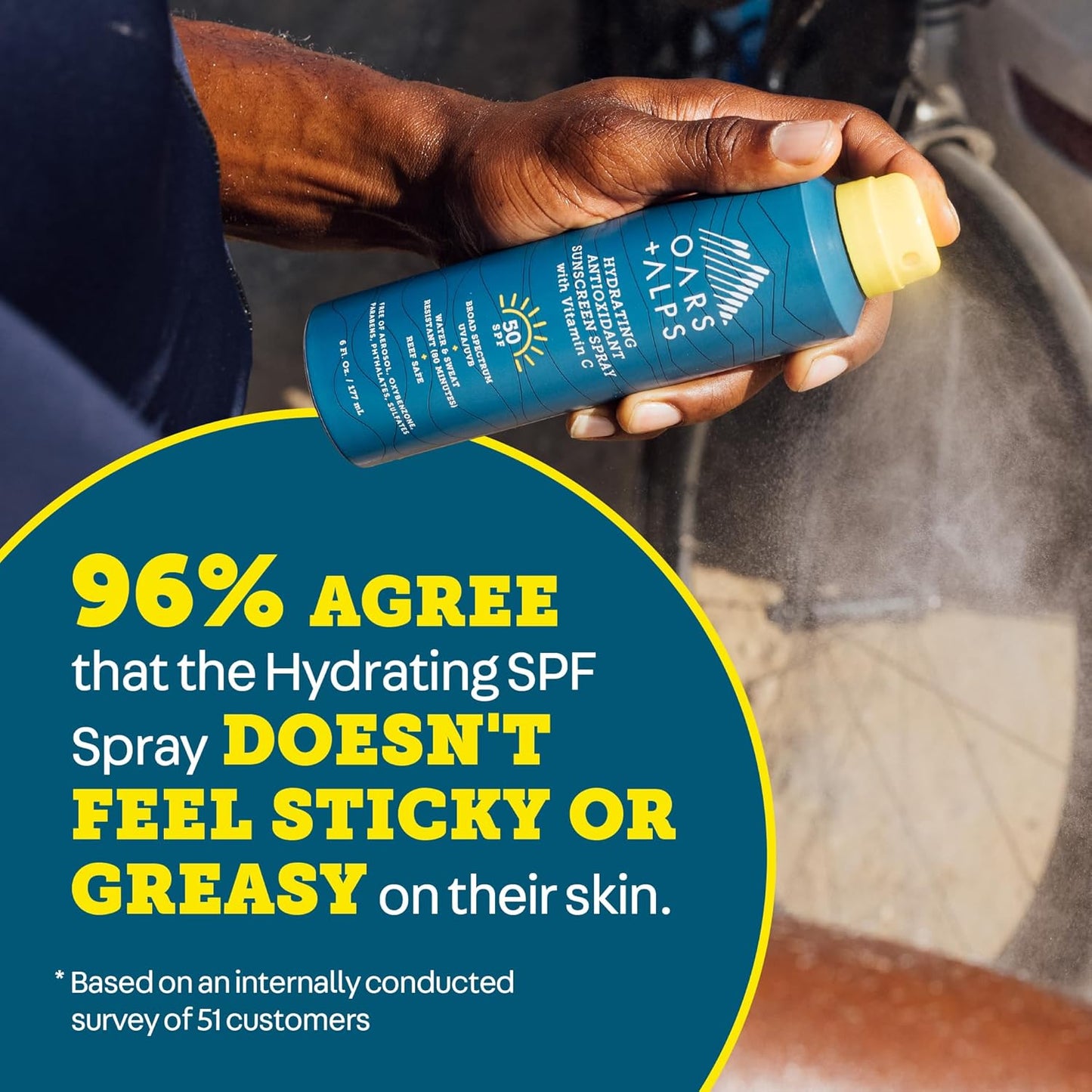 Oars + Alps Sunscreen Spray for Face & Body, SPF 50 Spray Sunscreen Infused with Vitamin C & Antioxidants, No White Residue, Water & Sweat Resistant, All Skin Types, Lightweight, Hydrating, 3pk