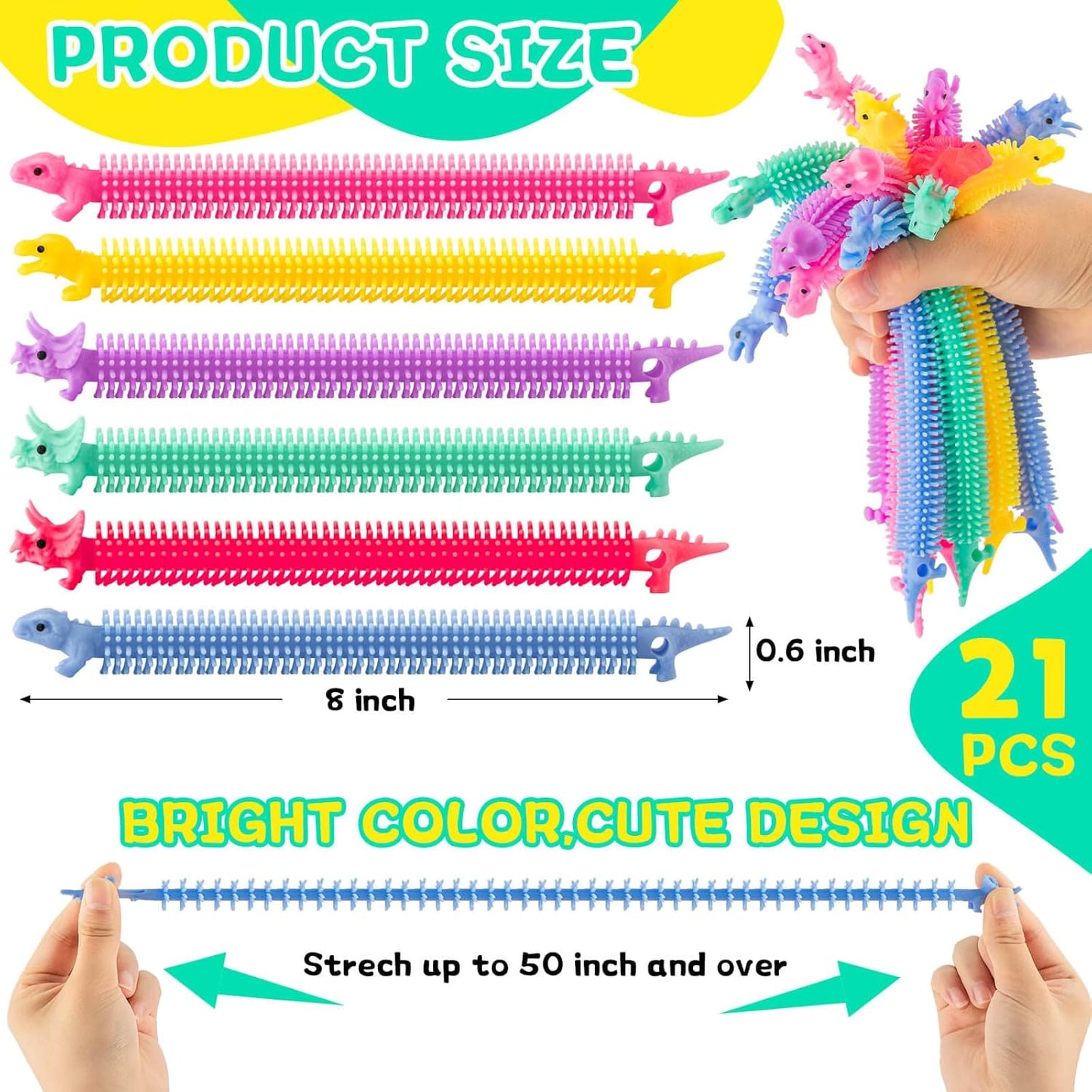 21Pcs Stretchy String Fidget Toys, Stretchy Fidget Toy Colorful Stretchy Strings Bulk, for Halloween Christmas Children's Party Favors Gifts