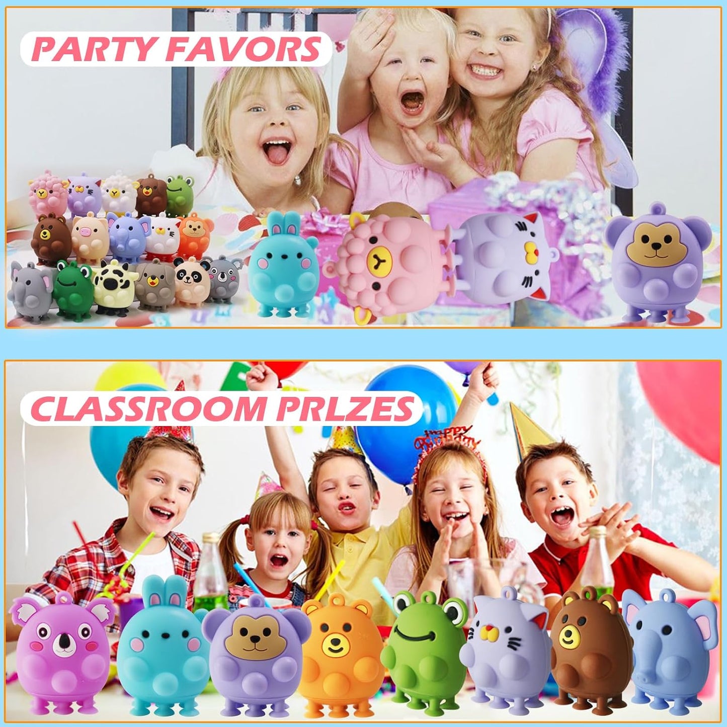 24 Pack Animal Pop Party Favors for Kids,3D Pop Animals Fidget Toys,Birthday Party Favors,Goodie Bag Stuffers,Bath Suction Toys,Treasure Box Toys,Kids Prizes