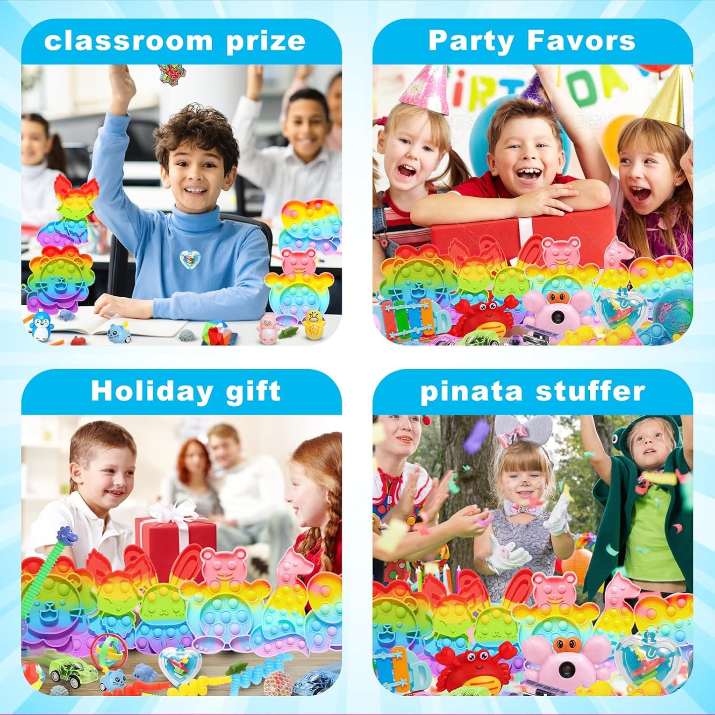 288 Pcs Fidgets Toys Pack, Kids Party Favors Stocking Stuffers Gifts, Bulk Toys for Carnival Treasure Classroom Prizes Box,Adults Stress Relief Sensory Toy,Autism Autistic Children ADHD