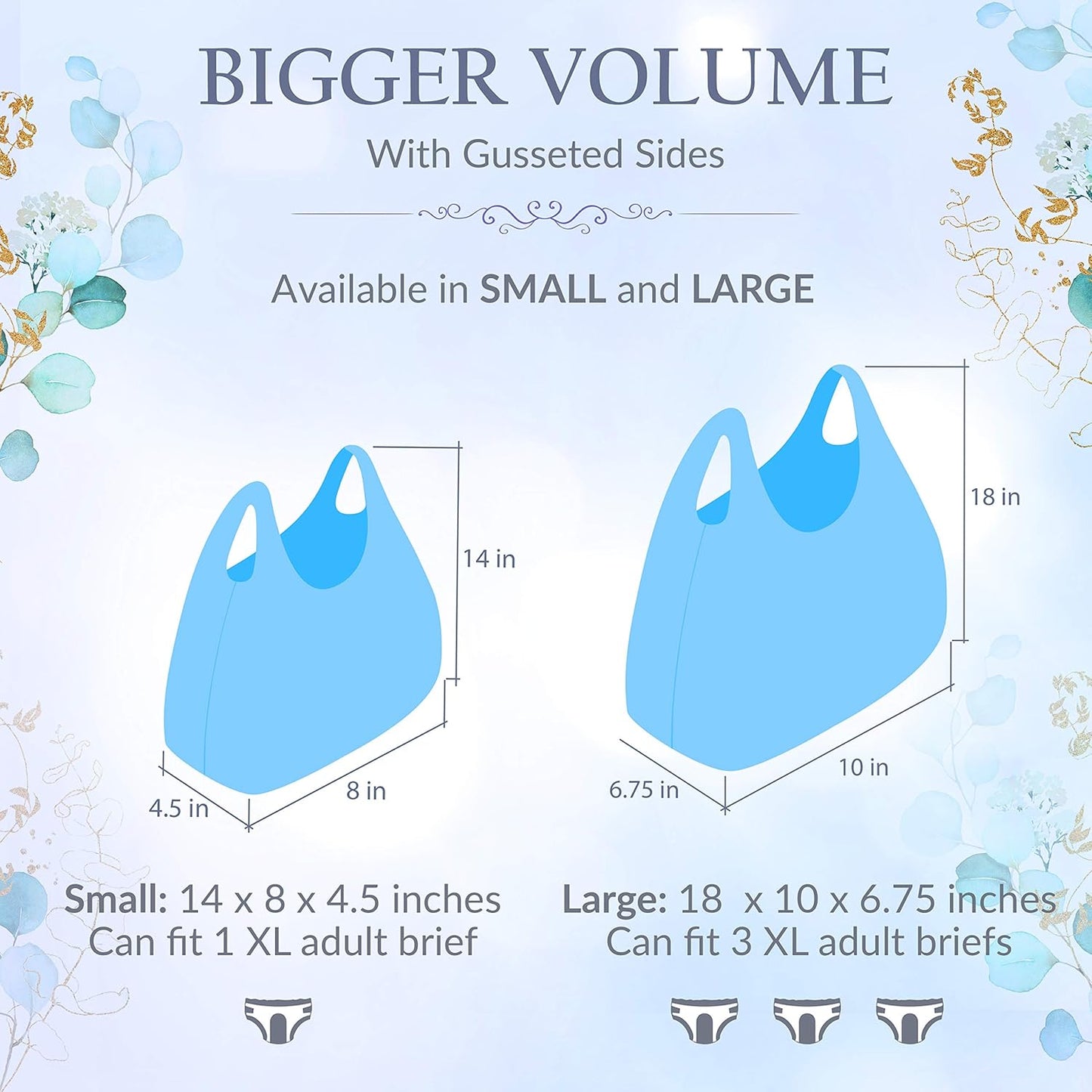 Heaven Scent Hygiene Bags 1.5MIL ULTRA-THICK Discreet Waste Disposal | Made in the USA | Mild Baby Powder Scented Trash Bags for Adult Briefs & Feminine Products - Large, 35 Bags