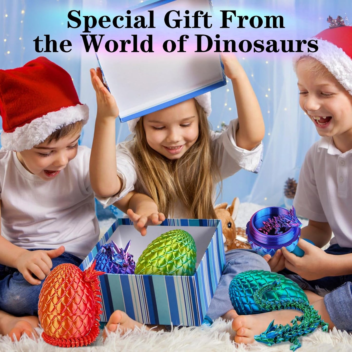 3D Printed Dragon Egg Toys, Easter Egg Crystal Dinosaur Eggs Fidget Toys with Movable Joints for Kids Adults Gifts