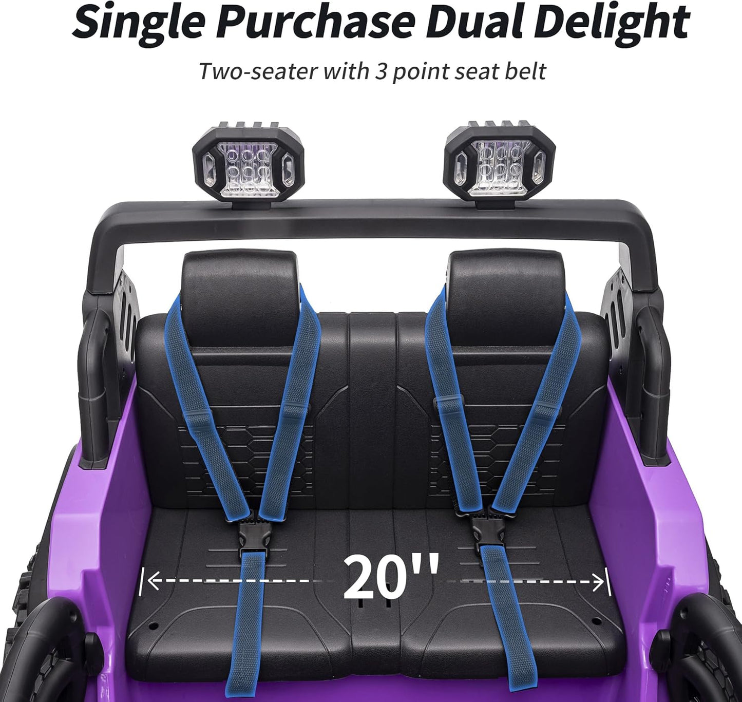 2 Seater Ride on Car Truck, 12V Kids Electric Ride on Toy for Big Kids Age 3-8 w/Remote Control- Purple