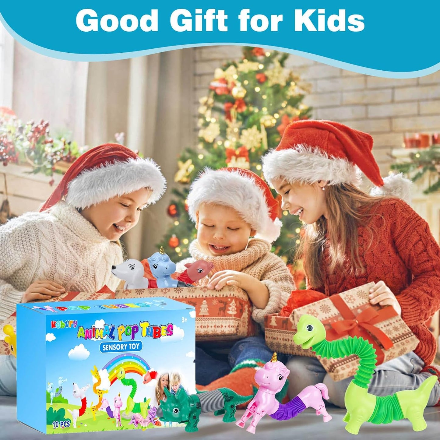 10 Pack Pop Tubes,Dog pop Tubes, Animal pop Tubes Fidget Toys,Sensory Tubes Fidget Toys for Kids,Toddler Sensory Toys,Fidget Tubes Party Favors,School Reward,Gift for Kids(10 Pcs, Classic Style)