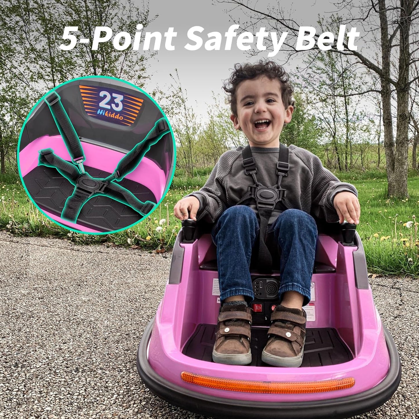 12V Kids Bumper Car, Electric Baby Bumper Car for Toddlers with Remote Control, 3 Speeds - Light Pink