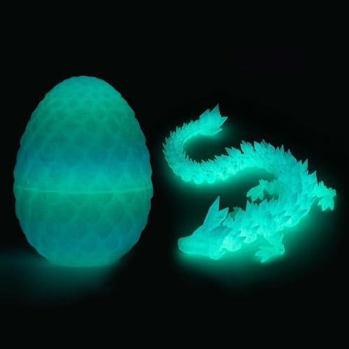 3D Printed Dragon in Egg, Full Articulated Dragon Crystal Dragon with Dragon Egg， Home Office Decor Executive Desk Toys, Adults Fidget Toys for Autism ADHD，3D Printed Gift