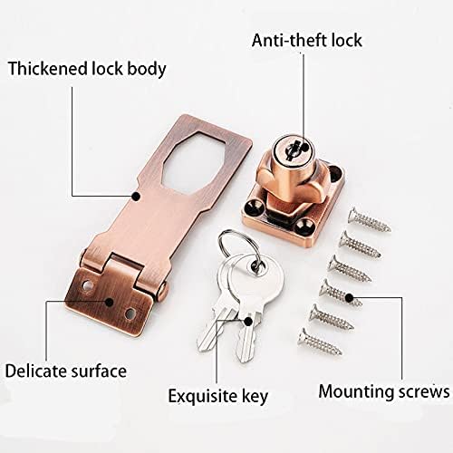 2 Packs Keyed Hasp Locks Twist Knob Keyed Locking Hasp for Small Doors, Cabinets and More,Stainless Steel Steel, Hasp Lock Catch Latch Safety Lock Door Lock with Keys (3inch, Copper)
