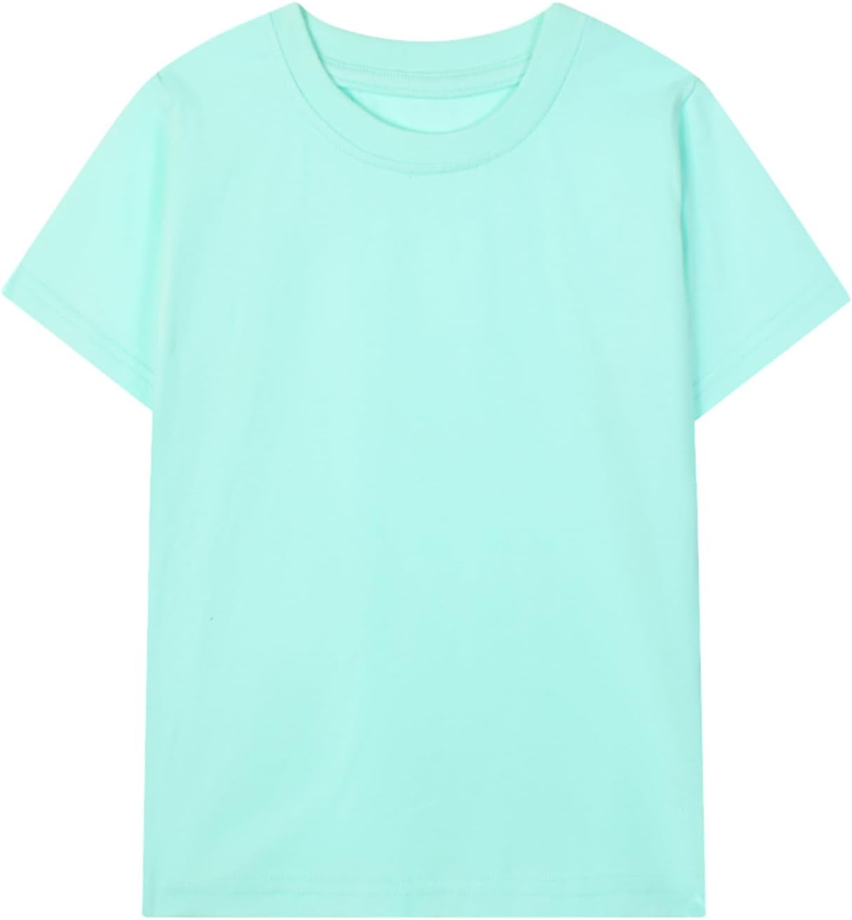 HILEELANG Kids Boy Basic Plain Cotton T-Shirts Short Sleeve Crew Neck Summer Tees 4packs 6-12 Years