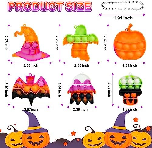24 Pack Halloween Mini Fidget Sensory Pop Toys for Kids Boys Girls Halloween Party Favors Halloween Treat Bags Gifts