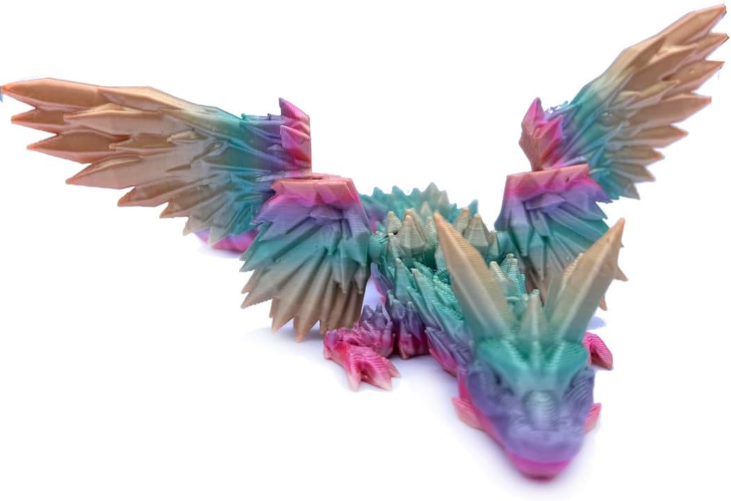 3D Printed Dragon Egg, 12inch Dragon Fidget Toys with Wings Easter Basket Stuffers Executive Desk Toys Crystal Dragon for Autism/ADHD Home Office Decor