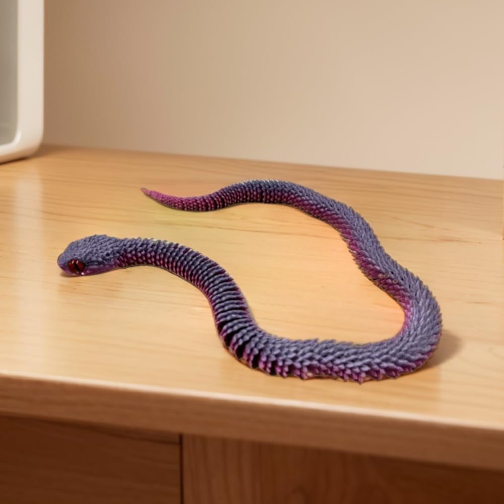 3D Printed Animals-Snake Viper, 24 in Surprise Mystery Snake Fidget Toy Creative Toy 3D Printed Articulated Snake Collectibles Home Office Executive Desk Decor (Random Rainbow)