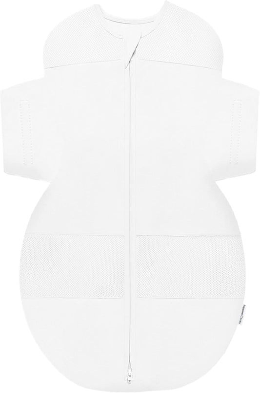 Happiest Baby SNOO Sleep Sack - 100% Organic Cotton Baby Swaddle Blanket - Doctor Designed Promotes Healthy Hip Development (White, X-Large)