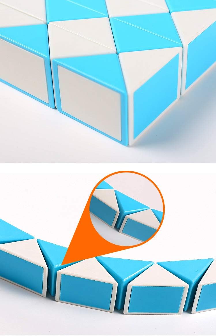 2 Pack Fidget Magic Snake Cube Puzzles Twist Ruler Speed Cubes Brain Teaser Game Toys for Kids Random Color (72 Block)