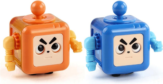 2P Fidget Robot Cube Fidget Toy, Magic Cube Stress and Anxiety Relief Toys, Fidgets Robot Cube Toy Cube Relaxing Hand-Held for Adults, Killing Time Cool Fidget Block for ADD/ADHD/OCD (Orange Blue)