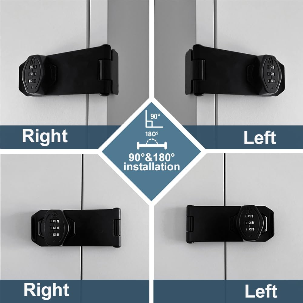 2Pcs Cabinet Password Rotary Hasp Locks,4 Inch Keyless Combination Lock for Cabinets,Gates,Doors,Closets and More (Black)