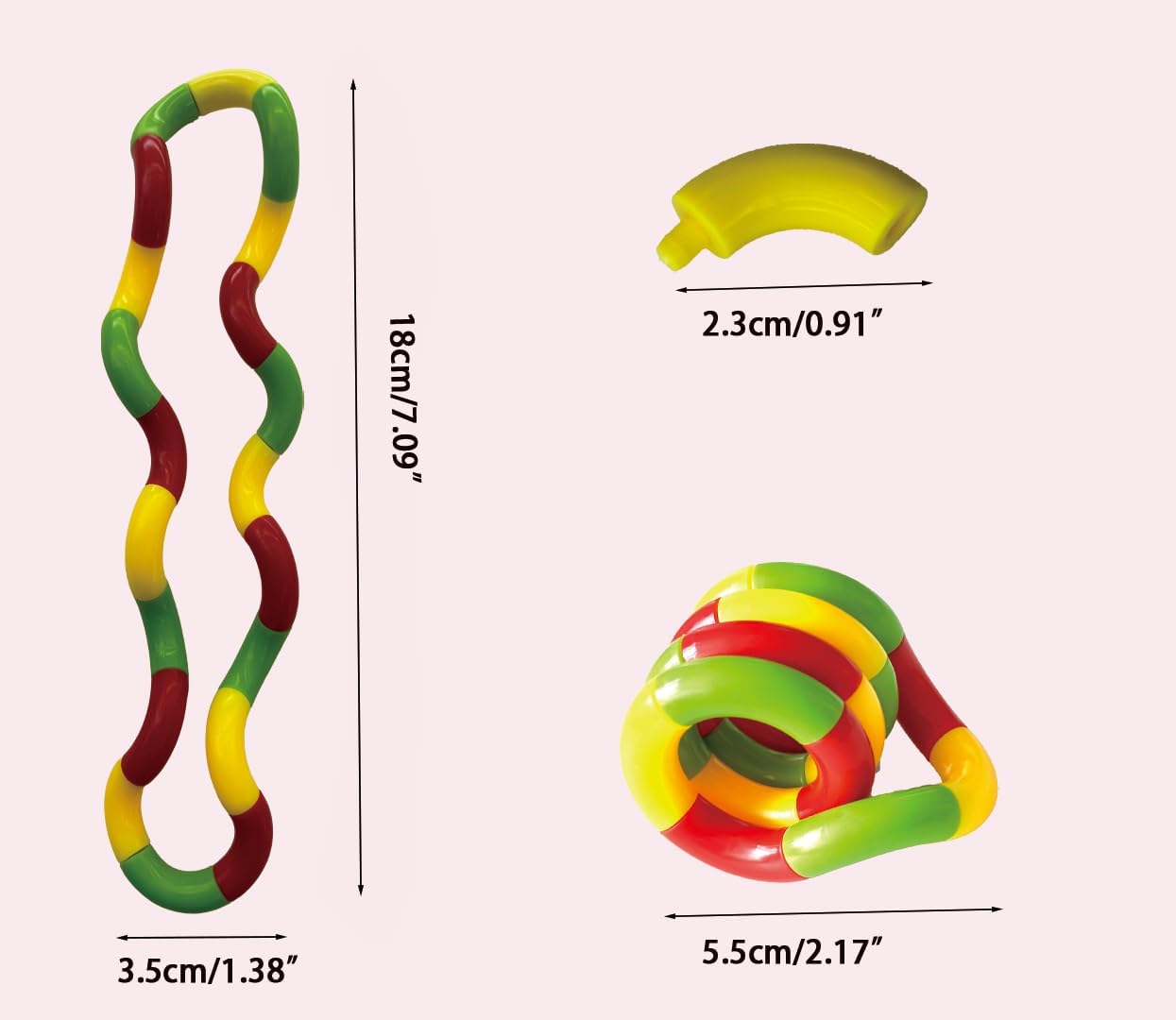 12PCS Multicolor Twisty Fidget Toys for Relaxation, Relaxation Therapy and Stress Relief Education Toys for Unique Fidget Experience, Brain Imagination Tools (4 colors)