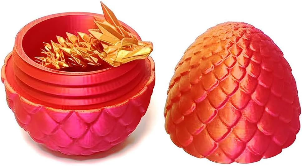 3D Printed Dragon Egg, 12inch Dragon Fidget Toys with Wings Easter Basket Stuffers Executive Desk Toys Crystal Dragon for Autism/ADHD Home Office Decor