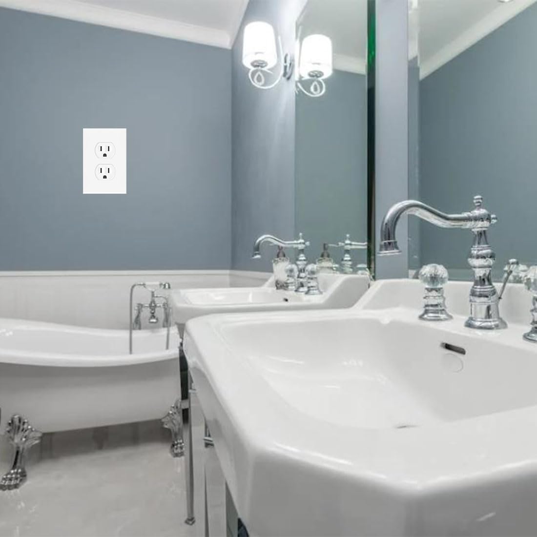 1-Gang Screwless Duplex Wall Plate Cover Single Switch Outlet Electrical Faceplate for Light Switch, Smart Switch, Receptacle, Dimmers, USB Outlet, GFCI, Child Safe Cover Plate, White (10-Pack)