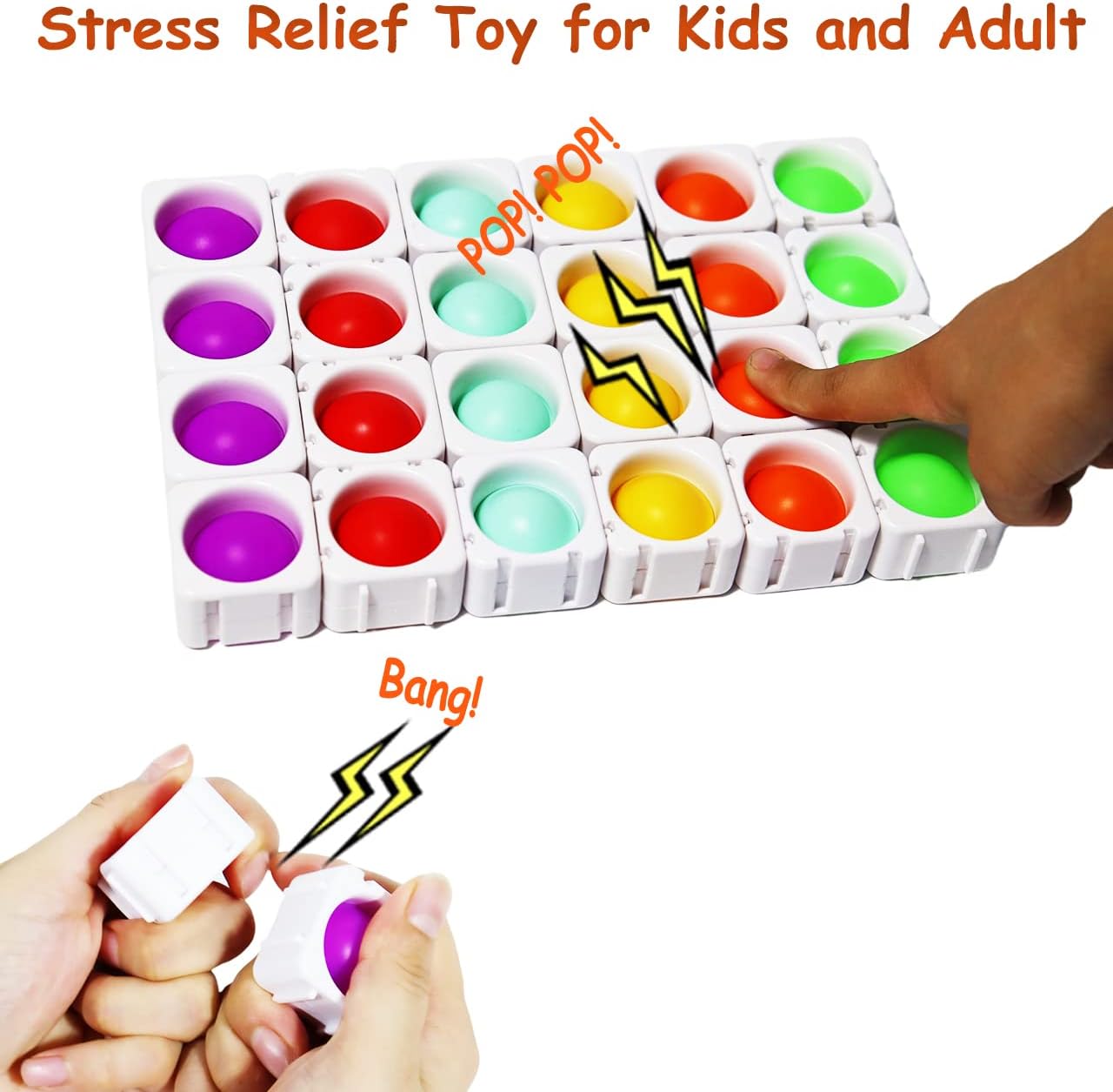 24 Pcs Fidget Blocks, Push Silicone Popper Fidget Sensory Toy, Infinity DIY Pop Building Blocks, Great Tool for Classroom (White)