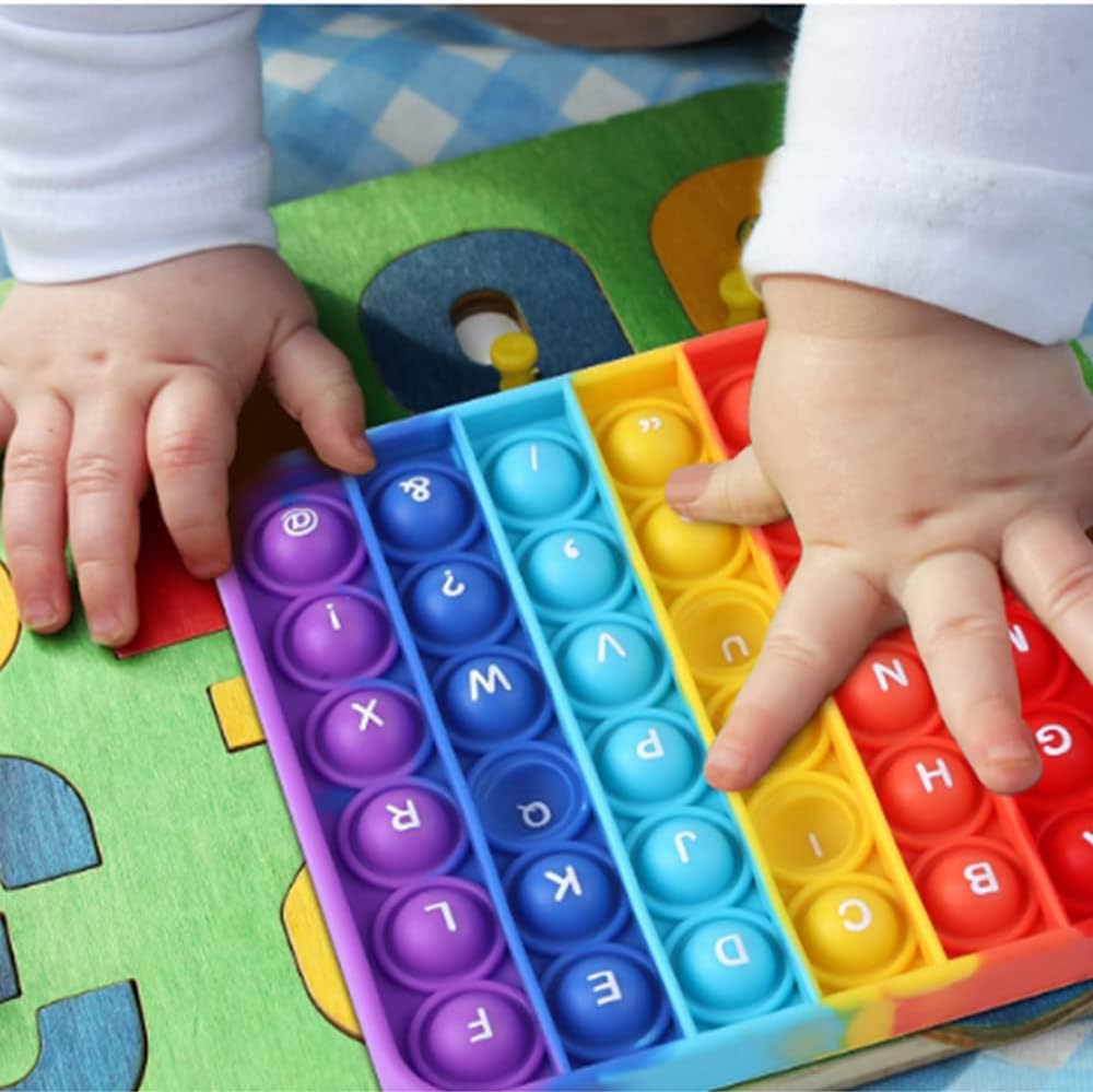 2 in 1 Fidget Toys, ABC Learning and Educational Toys, Poppers Fidget Toys,AK-SHIP Stress Relief, Autism Sensory Toys [26 Letters on One Side | Numbers 1-30 on The Other Side] (1 Pack)