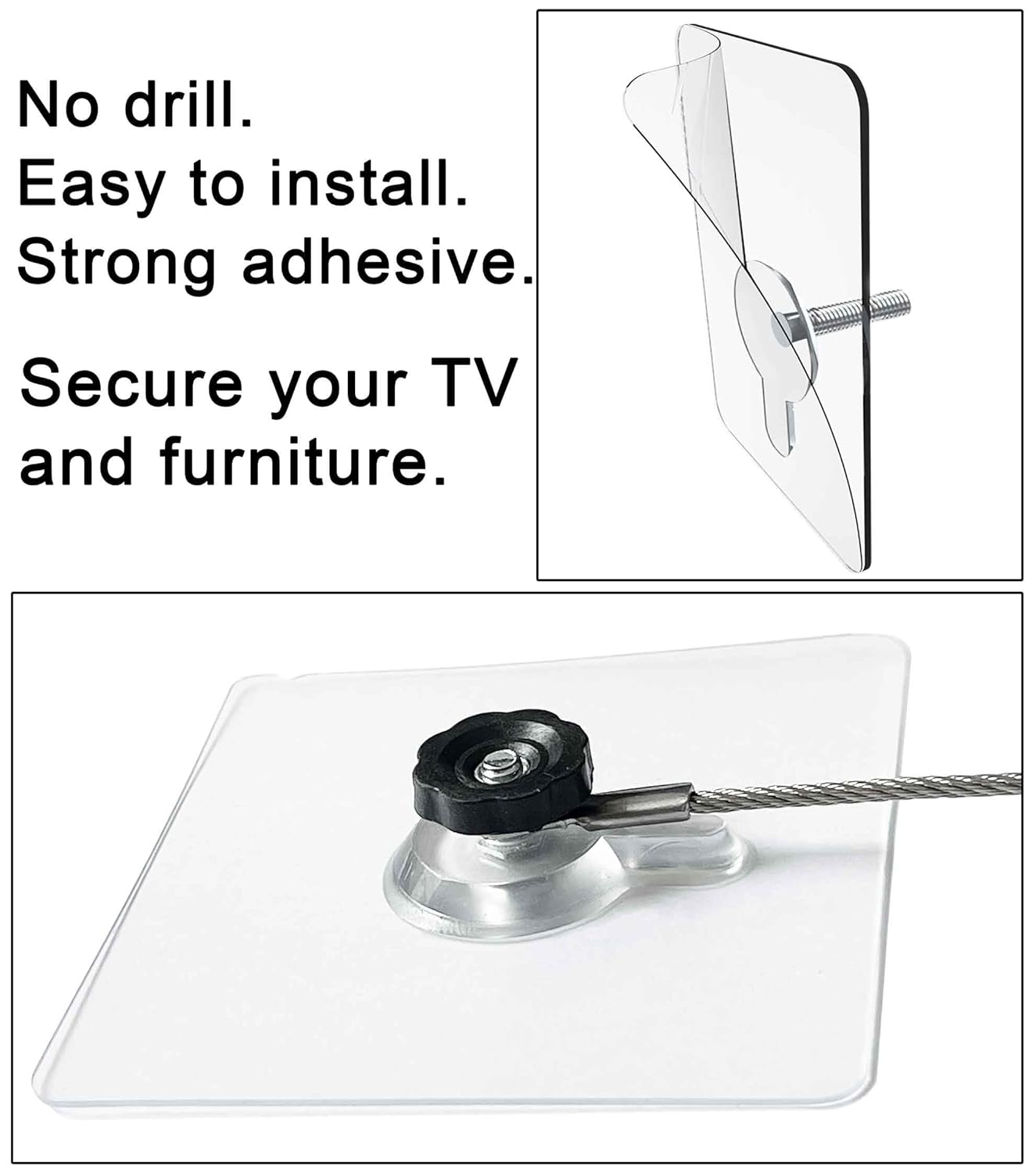 14 inches Stainless Steel Furniture Straps for Baby Proofing, No-Drill Furniture Anchors Earthquake Straps, Prevent Falling and Anti Tip TV Safety Straps, 6 Pcs