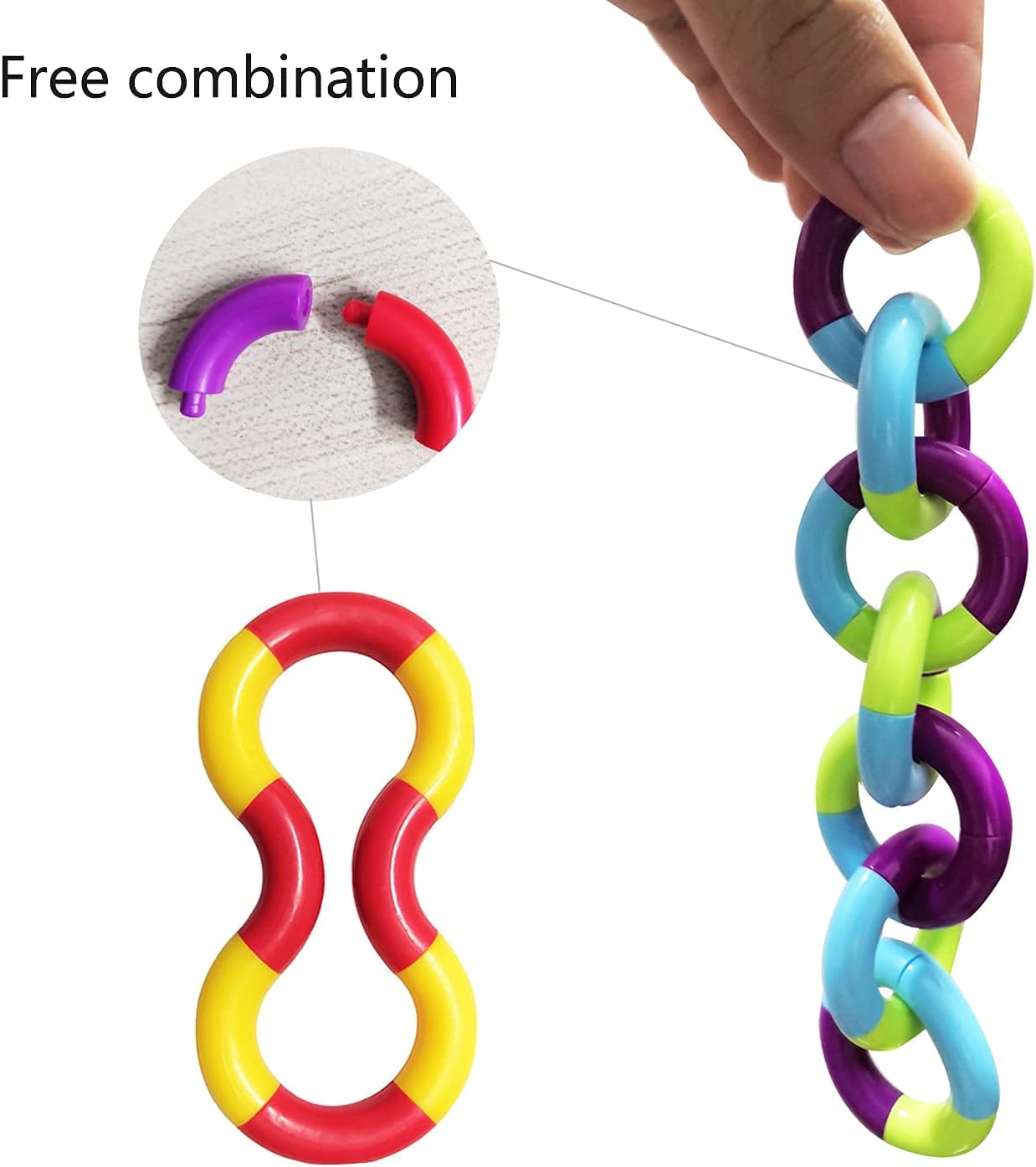 10pcs Tangles Fidget Toys - Sensory Items Quiet Fidget Toys for Adults Boys Girls Anxiety Stress Relief Toys Pack- Squeeze, Twist, Chain Spinner Alternative Gift