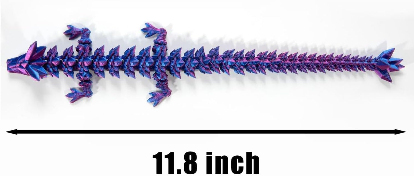 3D Printed Dragon - 12" Dragon Fidget Toy, Large Pearly Sheen Articulated Dragon, 3D Printed Gift for Birthday, Figurine Decor,Suitable for car and Character Decoration(Purple)