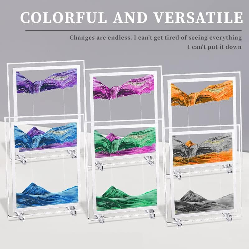 3D Deep Sea Moving Sand Art Picture - Relaxing Liquid Motion Bubbler Timer - Ideal Desktop Art Toy for Adults and Kids - Perfect for Home Decor and Office(Square+Pink+5In)