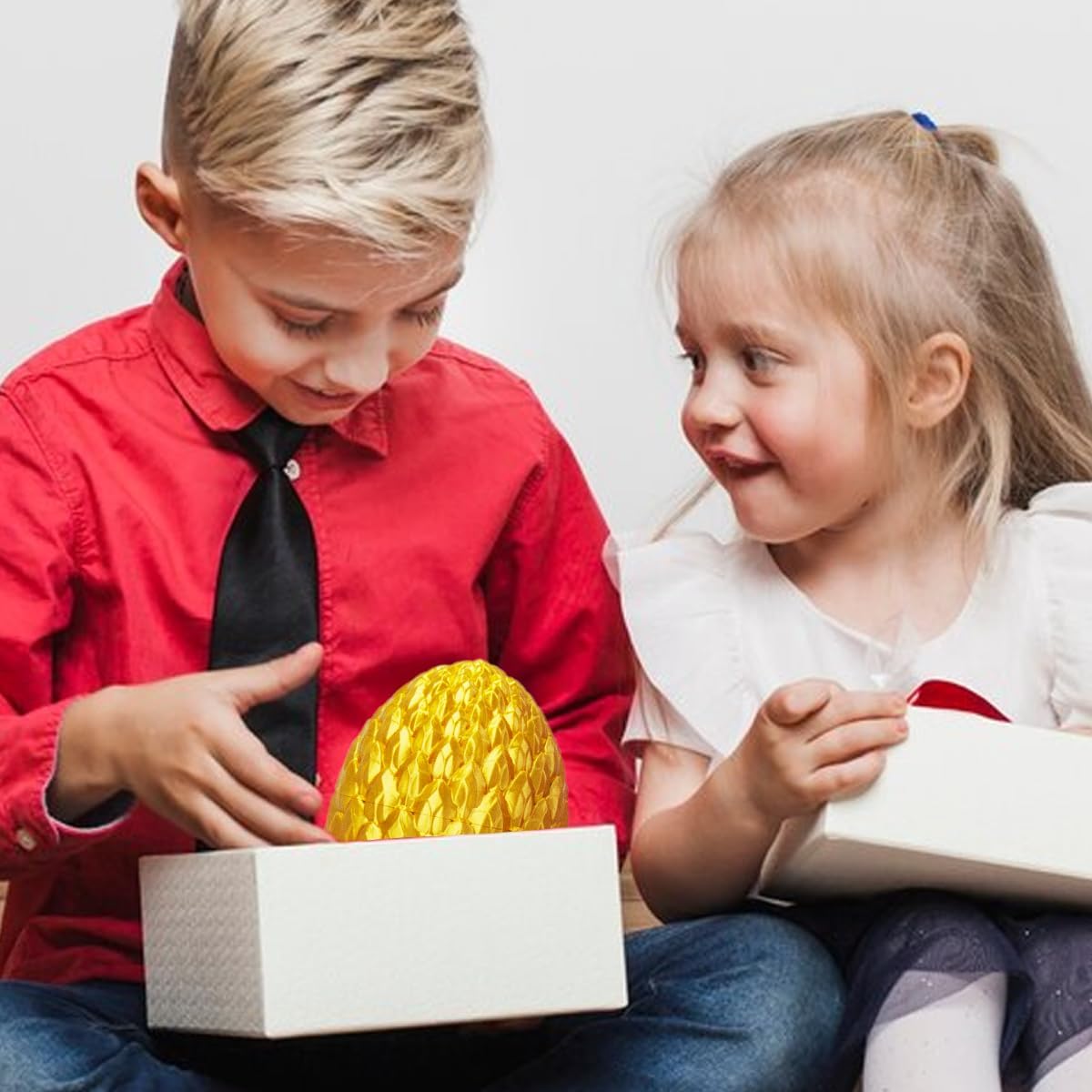 3D Printed Dragon Egg, Beautiful Flexible Joints Executive Desk Toys, Gifts for Adults and Kids (Gold)