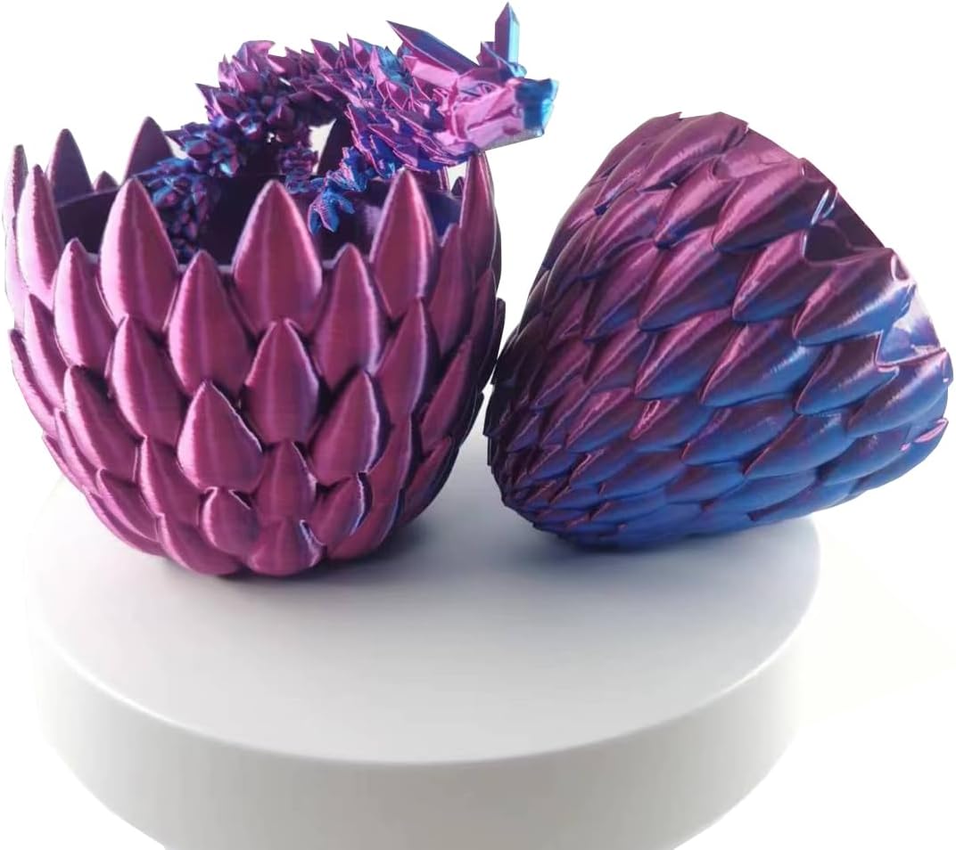 3D Printed Dragon in Egg,Full Articulated Dragon Dragon with Dragon Egg,Flexible Joints Suitable for Administrative Desk (Blue&Violet)
