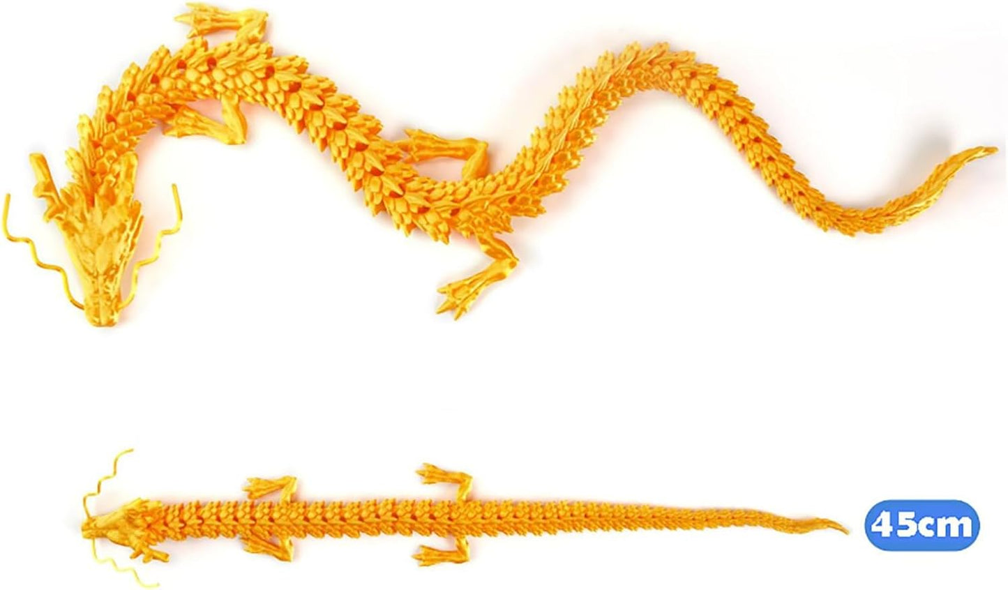 3D Printed Dragon Fidget Toy, 18in Surprise Mystery Dragon, Crystal Dragon Fidget Toy, Articulated Pye Dragon Fish/Display Cabinet/Home/Office Desktop Decor(Matte Black)